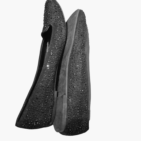 MIA Black Rhinestone Studded Flat Loafers Size 9 - Picture 2 of 8